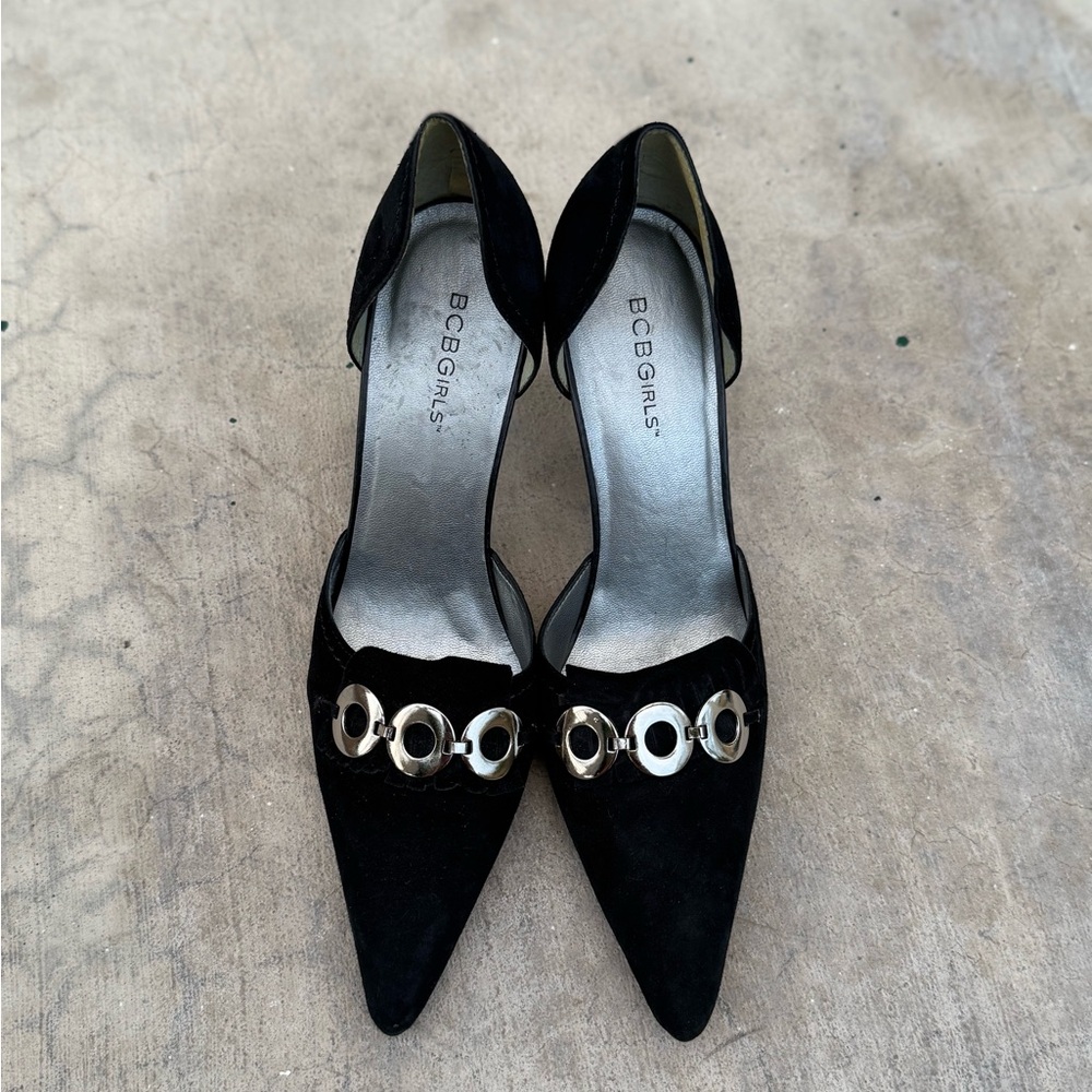 BCBGirls Suede Heels w/Metallic Accents